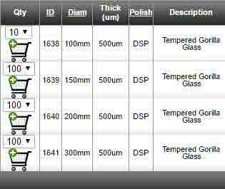 buy gorilla glass online all diameters