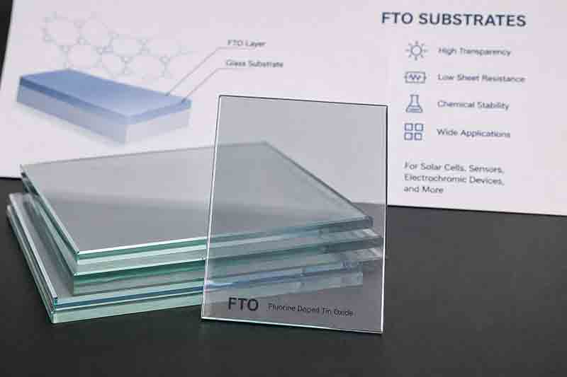 FTO fluorine doped tin oxide transparent conductive glass substrates for solar cells sensors and electrochromic devices