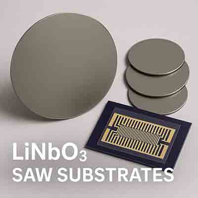 Lithium niobate (LiNbO3) wafers and SAW device with gold interdigital electrodes