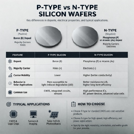 P-type vis N-type silicon wafers