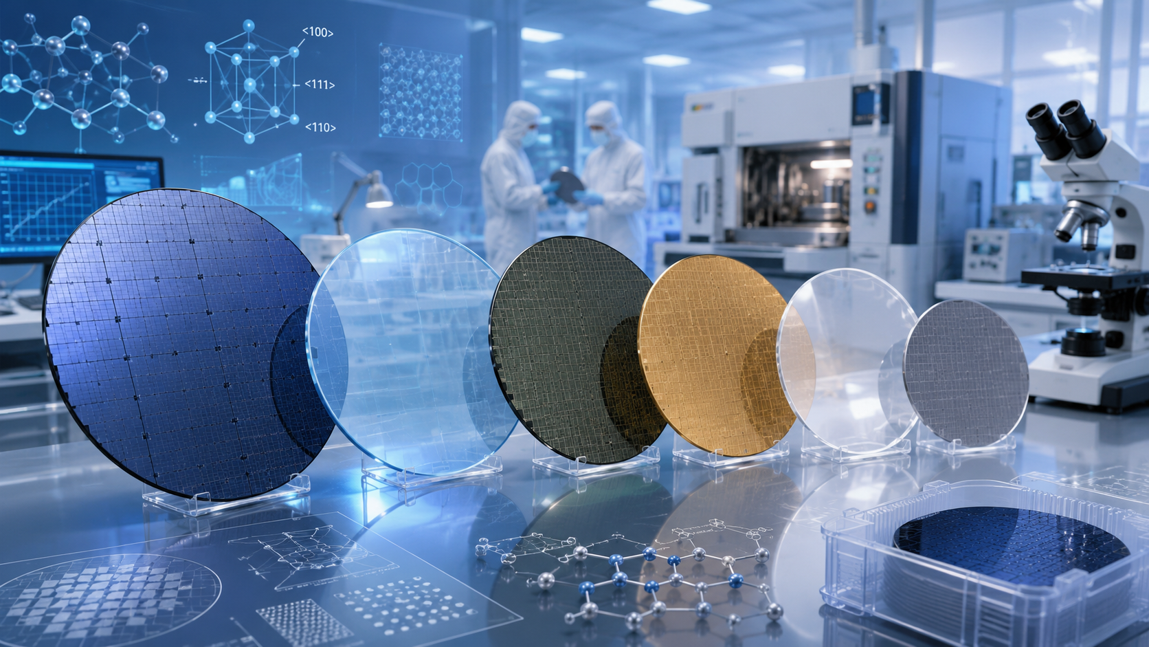 Research-grade semiconductor substrates including silicon, sapphire, silicon carbide, gallium arsenide, quartz and SOI wafers for advanced research and development