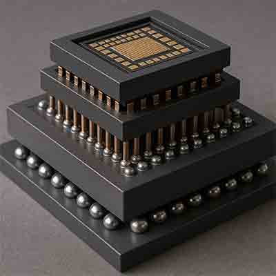 Stacked Semiconductor Packaging with TSVs – Silicon Interposer and Thick Wafer Integration stacked semiconductor packaging with silicon interposers, thick silicon substrates, and through-silicon vias (TSVs)