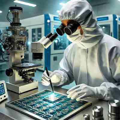 semiconductor processor working in a high-tech cleanroom environment