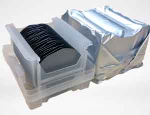 polished silicon in wafer cassettes