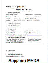 Sapphire Materials Safety Data Sheets Available